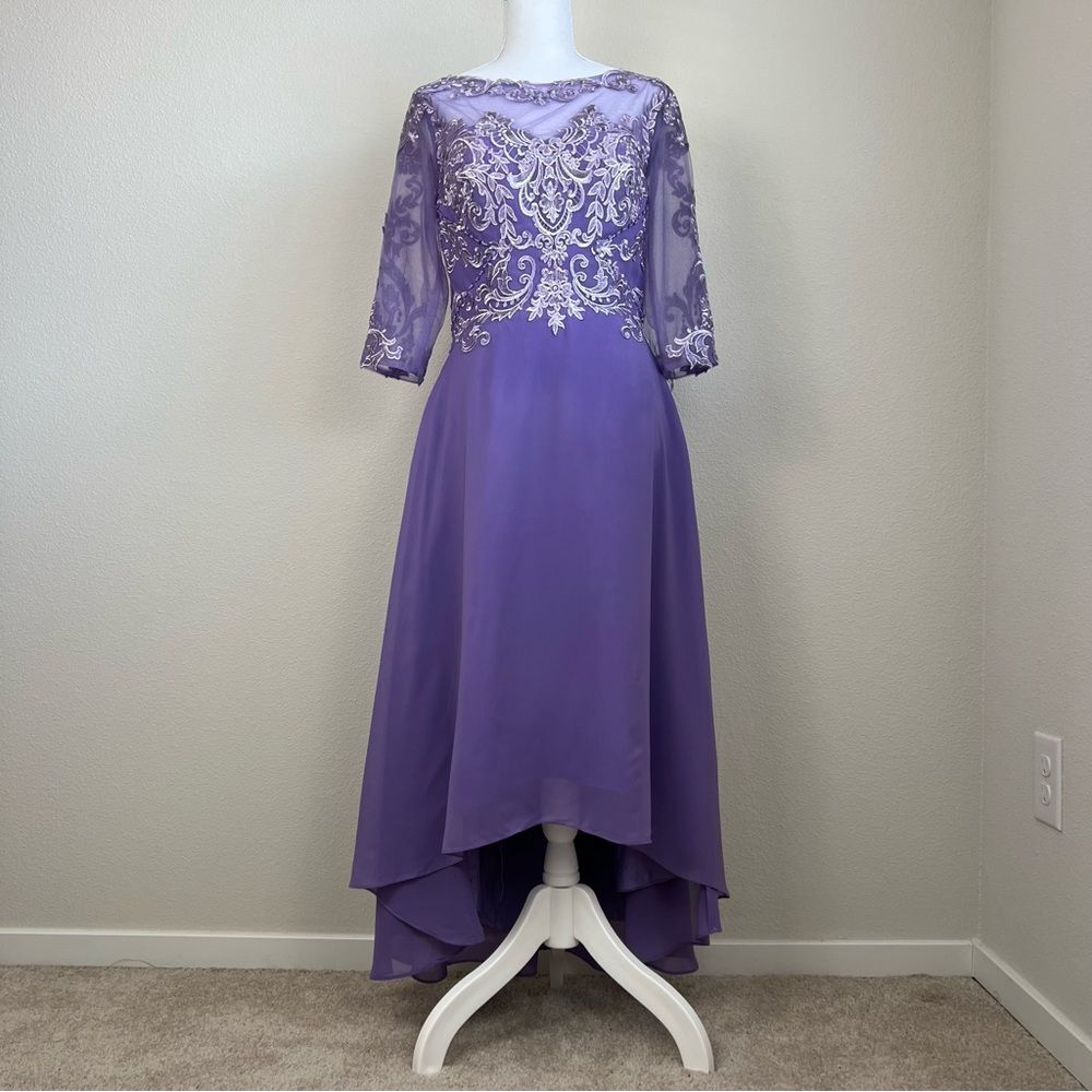 Lavender Lace Formal Gown Corset Back Prom Wedding Evening Dress S/M